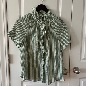Chicos green and white stripe women’s blouse size 12